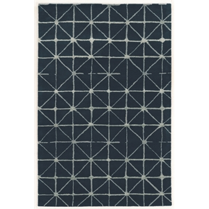 Linon Aspire Triangle Hand Tufted Wool 8'x11' Rug in Navy