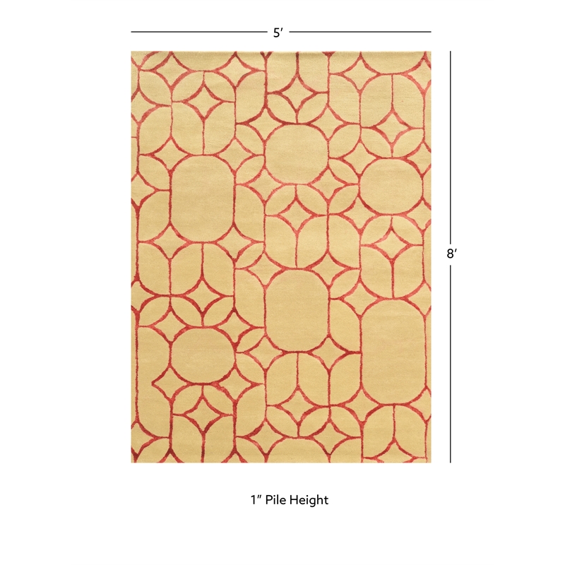 Linon Aspire Window Hand Tufted Wool 5'x8' Rug in Ivory