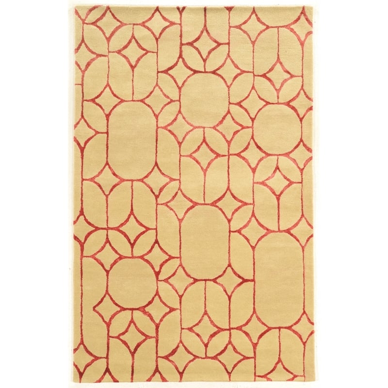 Linon Aspire 8'x11' Window Hand Tufted Wool Rug in Ivory/Coral