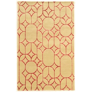 Linon Aspire 8'x11' Window Hand Tufted Wool Rug in Ivory/Coral
