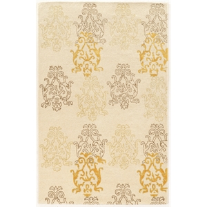Linon Aspire Damask Hand Tufted Wool 8'x11' Rug in Ivory