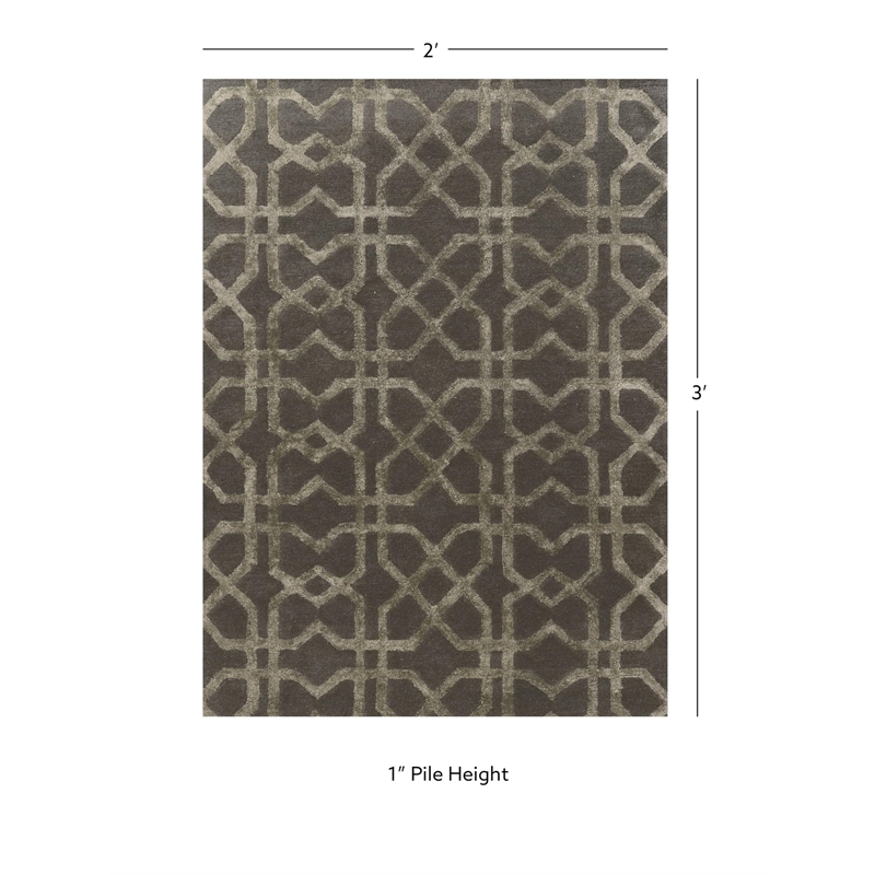 Linon Aspire X's Hand Tufted Wool 2'x3' Rug in Gray