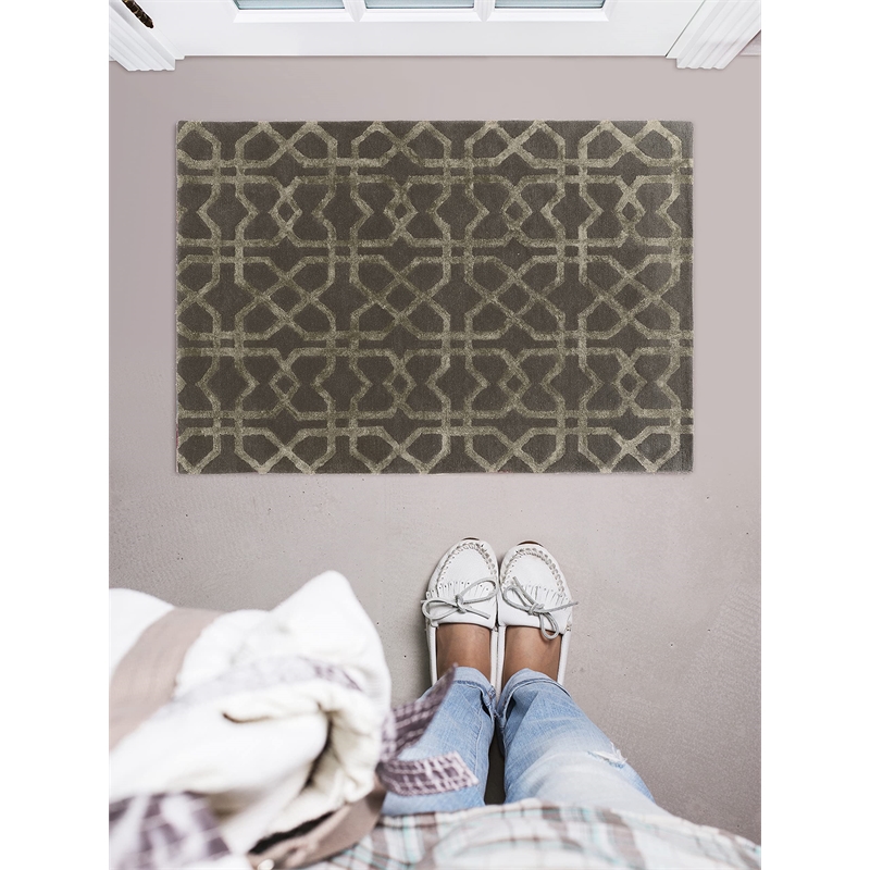 Linon Aspire X's Hand Tufted Wool 2'x3' Rug in Gray