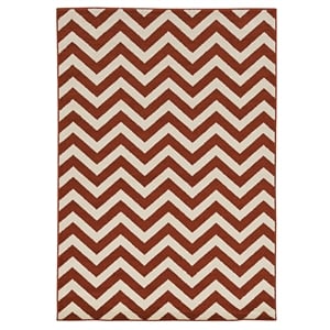 Linon Claremont Chevron Power Loomed Polypropylene 8'x10' Rug in Terracotta Red