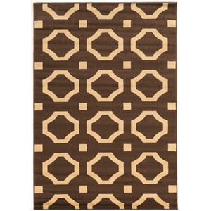 Linon Claremont Octagon Power Loomed Polypropylene 8'x10' Rug in Brown
