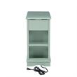 Linon Bartow Multi Function Storage Accent Table USB Charging in Aqua Blue Wood