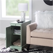 Linon Bartow Multi Function Storage Accent Table USB Charging in Aqua Blue Wood