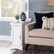 Linon Bartow Multi Function Storage Accent Table Charging Station in White Wood