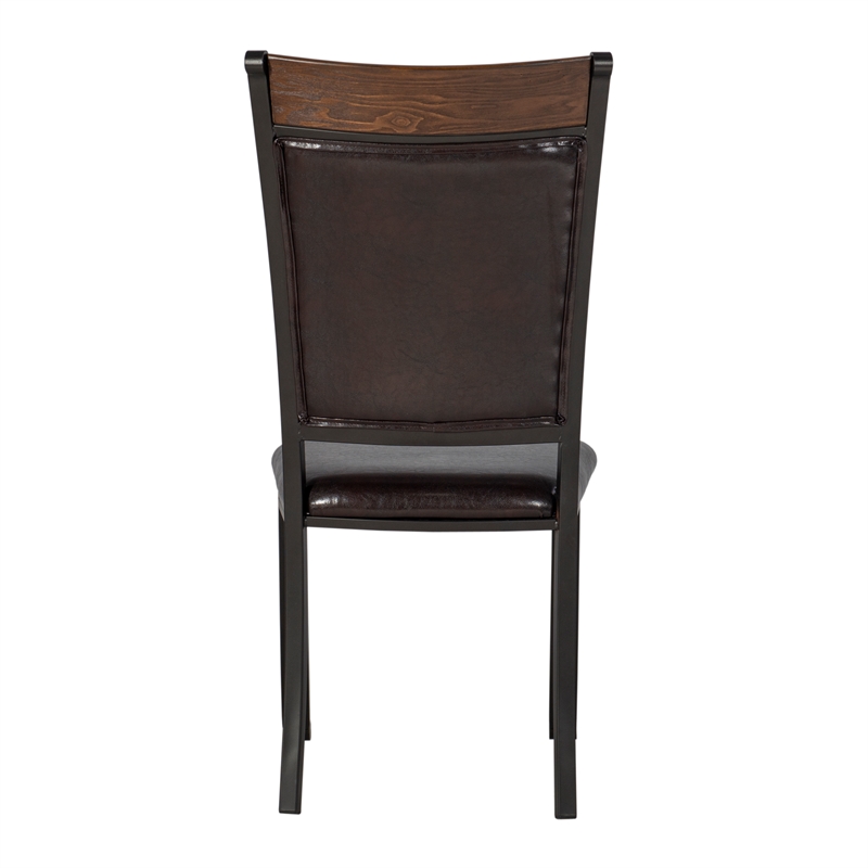 Linon Franklin 5 Piece Wood/Metal Faux Leather Dining Set in Rustic Umber Brown