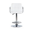 Linon White Quilted Faux Leather Gas-Lift Adjustable Swivel Bar Stool in Chrome