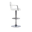 Linon White Quilted Faux Leather Gas-Lift Adjustable Swivel Bar Stool in Chrome