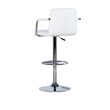 Linon White Quilted Faux Leather Gas-Lift Adjustable Swivel Bar Stool in Chrome