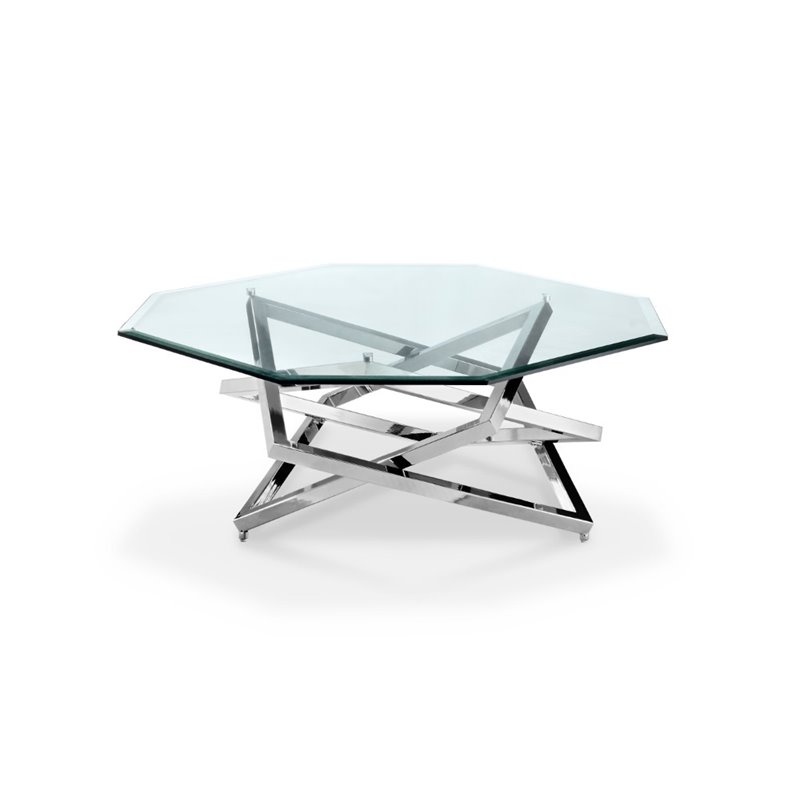 Magnussen Lenox Square Octagonal Coffee Table in Nickel