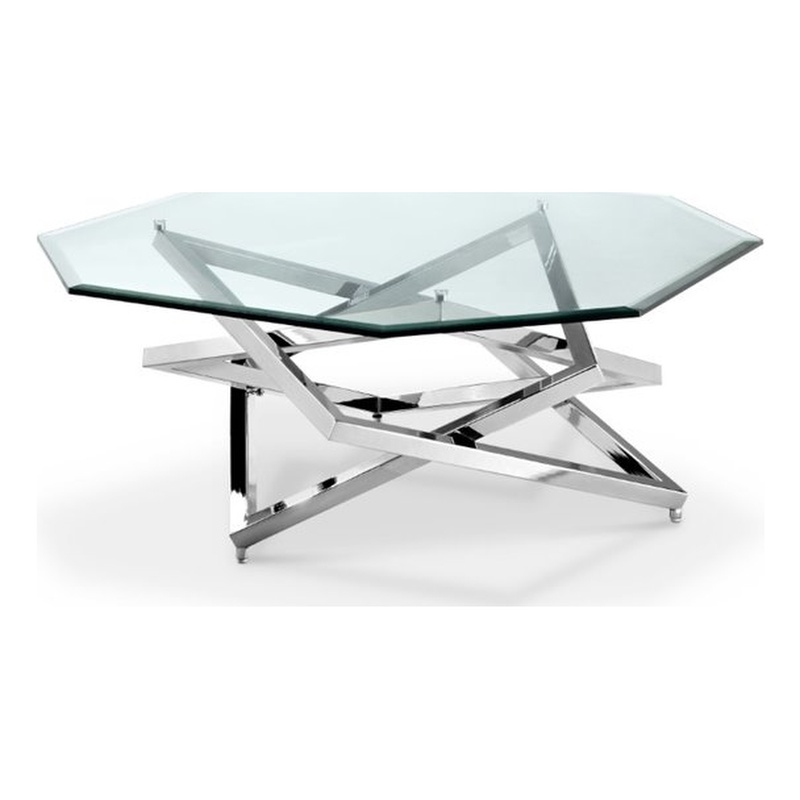 Magnussen Lenox Square Octagonal Coffee Table in Nickel