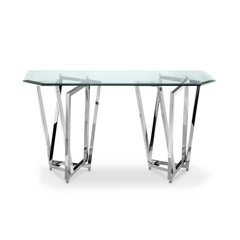 Magnussen Lenox Square Octagonal Console Table in Nickel