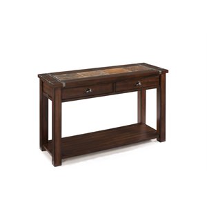 Magnussen Roanoke Wood Console Table in Cherry and slate