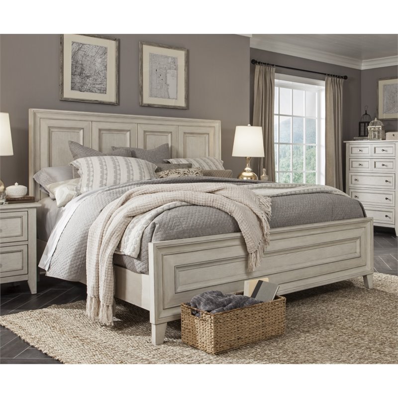 Magnussen Raelynn King Panel Bed in Weathered White