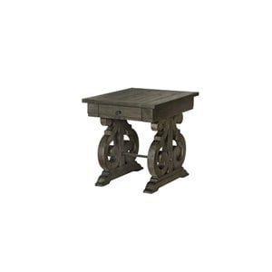 Magnussen Bellamy Wood and Metal End Table in Peppercorn