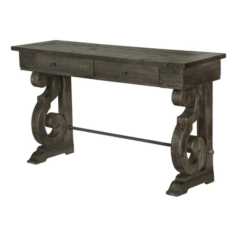Magnussen Bellamy Solid Wood and Metal Console Table in Peppercorn