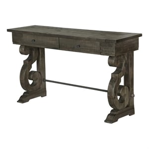Magnussen Bellamy Solid Wood and Metal Console Table in Peppercorn