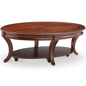 Magnussen Winslet Oval Wood Coffee Table with Casters in Cherry