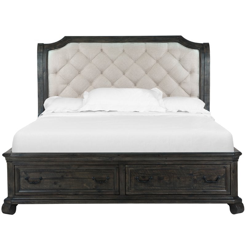 Magnussen Bellamy Traditional Peppercorn Queen Sleigh Storage Bed