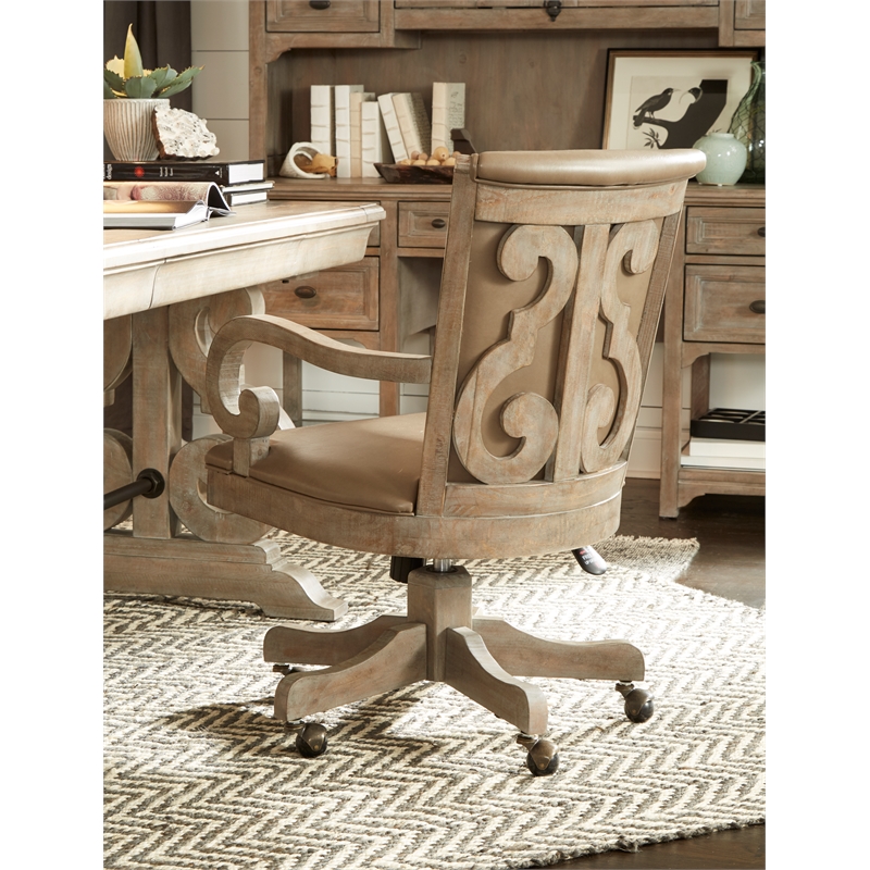 Magnussen Tinley Park Fully Upholstered Swivel Chair in Dovetail Gray