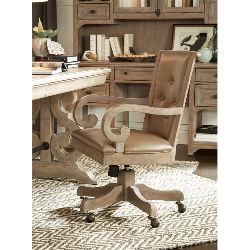 Magnussen Tinley Park Fully Upholstered Swivel Chair in Dovetail Gray