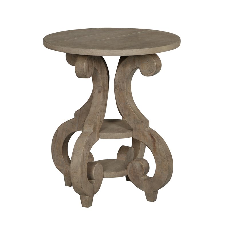 Magnussen Tinley Park Round Accent End Table in Dovetail Gray
