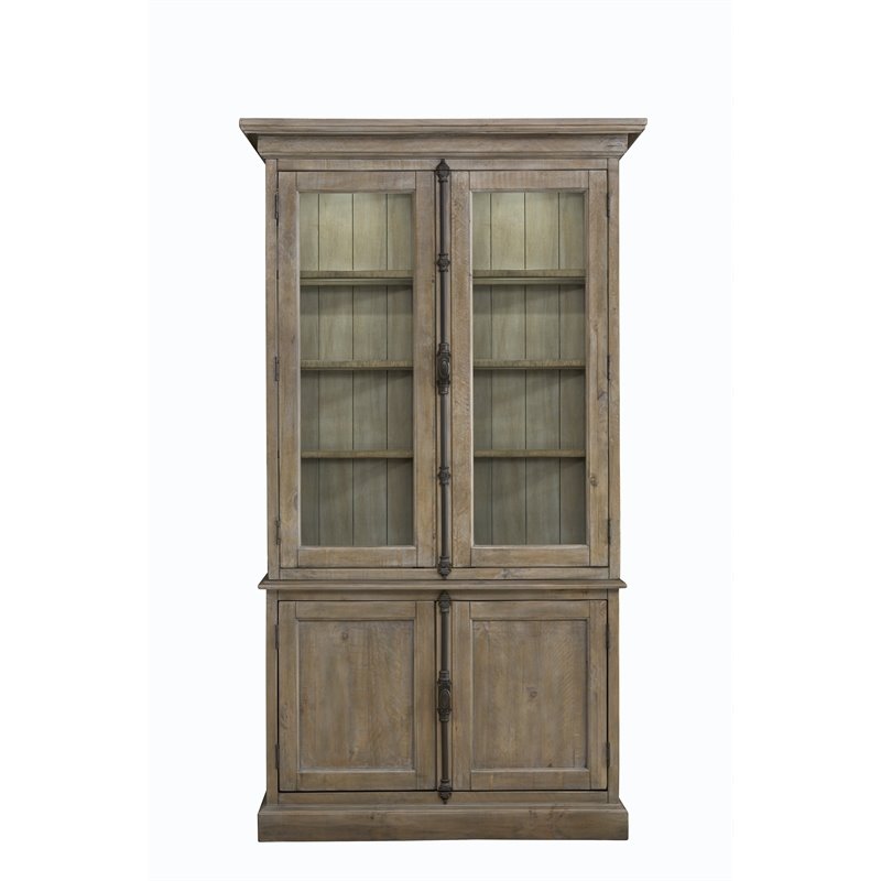 Magnussen Tinley Park Pine Wood China Cabinet in Dovetail Gray