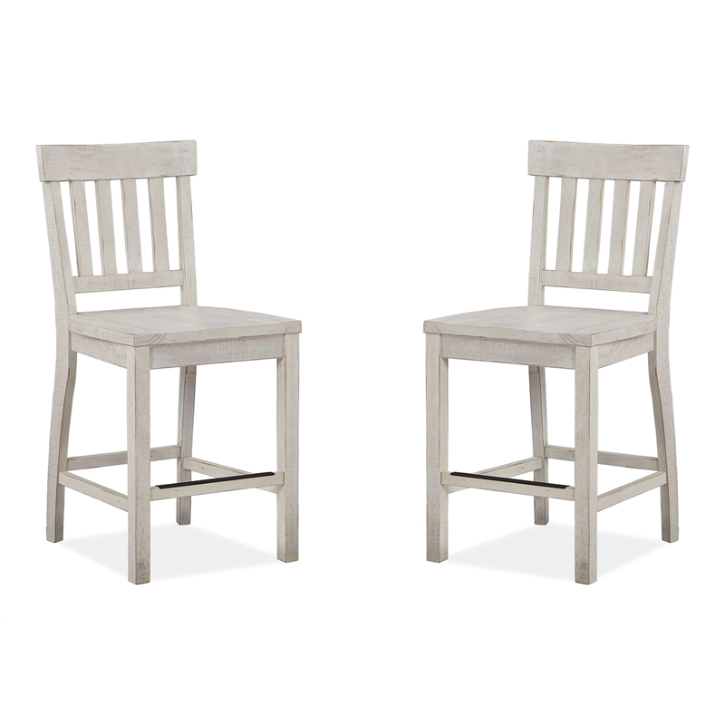 Magnussen Bronwyn Solid Wood Counter Chair in White (Set of 2)