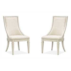 Magnussen Newport Wood Dining Arm Chair with Upholstered Seat (Set of 2)