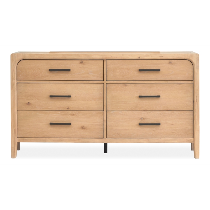 Magnussen Somerset 6-Drawer Wood Dresser with Landscape Mirror in Natural