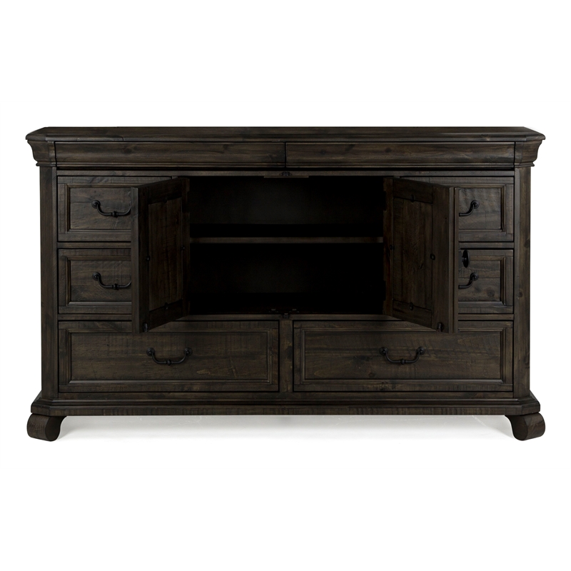 Magnussen Home Bellamy Peppercorn Drawer Dresser With Landscape Mirror