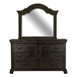 Magnussen Home Bellamy Peppercorn Drawer Dresser With Shaped Mirror
