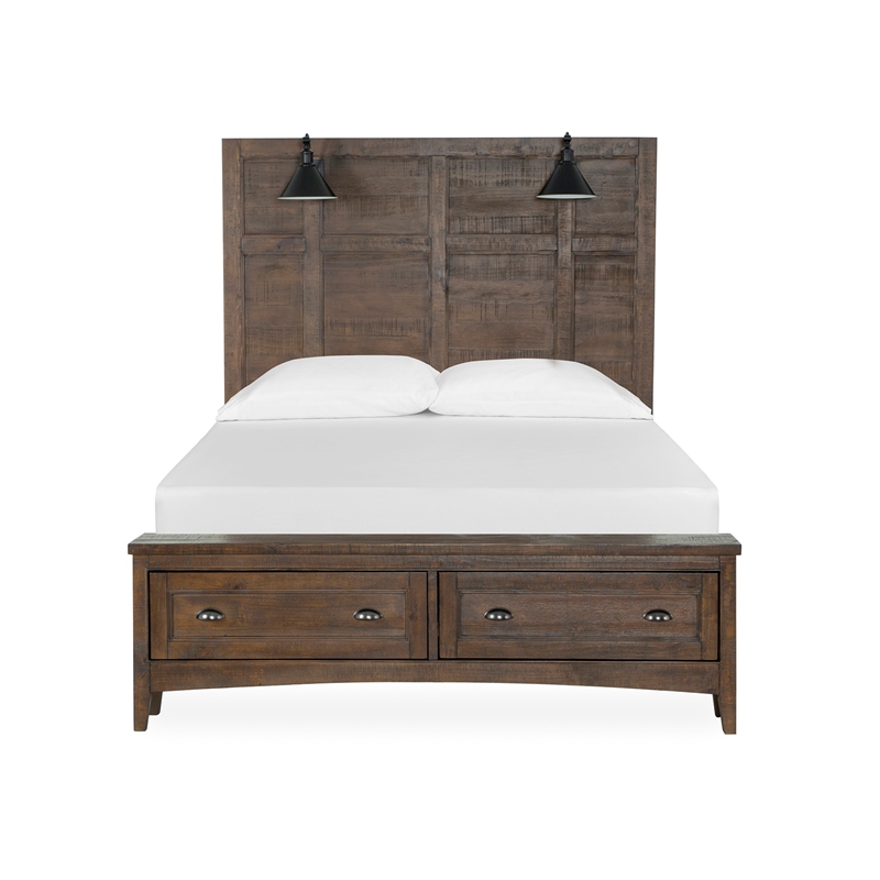 Magnussen Home Bay Creek Toasted Nutmeg Queen Lamp Panel Storage Bed
