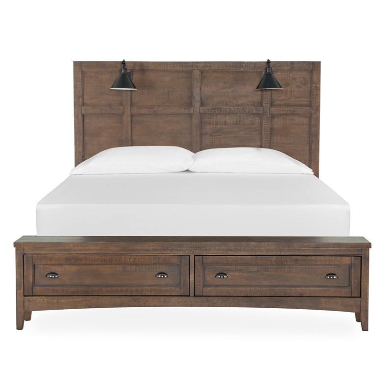 Magnussen Home Bay Creek Toasted Nutmeg King Lamp Panel Storage Bed