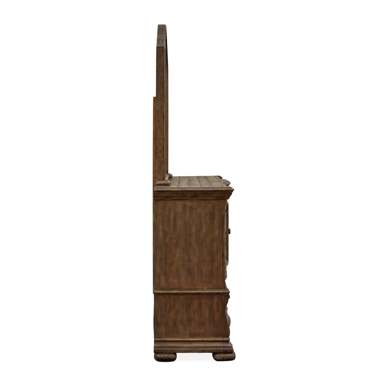 Magnussen Home Durango Willadeene Brown Drawer Dresser With Shaped Mirror