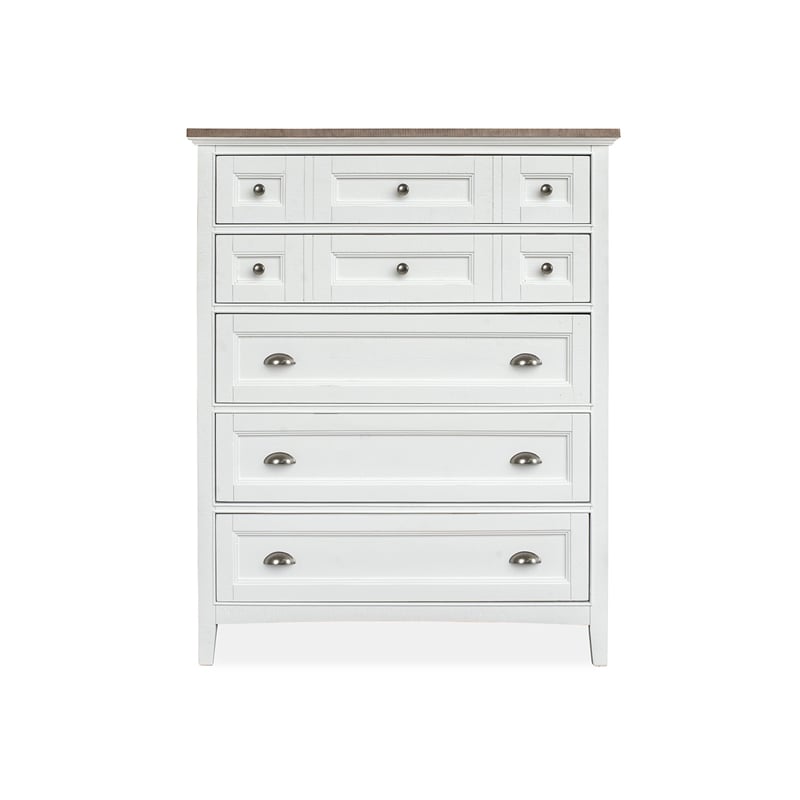 Magnussen Home Heron Cove Chalk White And Dovetail Grey 2 Tone 5-Drawers Chest