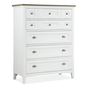 Magnussen Home Heron Cove Chalk White And Dovetail Grey 2 Tone 5-Drawers Chest