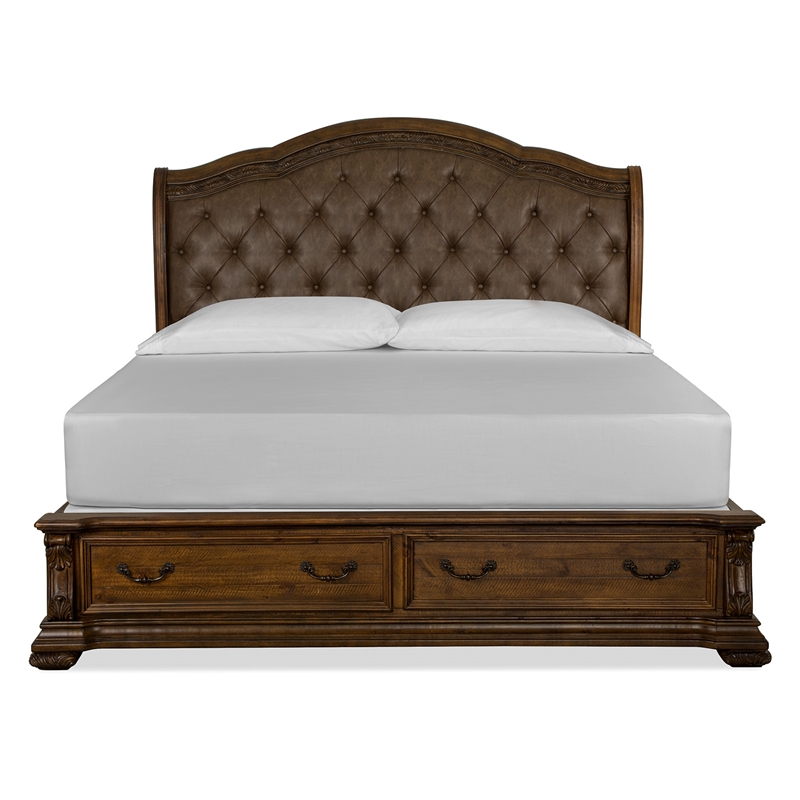 Magnussen Home Durango Willadeene Brown King Upholstered Sleigh Storage Bed