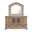 Magnussen Home Marisol Fawn Drawer Dresser With Shaped Mirror in Fawn Finish
