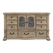 Magnussen Home Marisol Fawn Drawer Dresser With Shaped Mirror in Fawn Finish