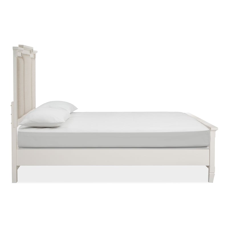 Magnussen Home Willowbrook Egg Shell White Queen Panel Upholstered Bed