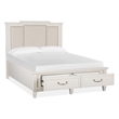 Magnussen Home Willowbrook Egg Shell White Queen Panel Upholstered Storage Bed