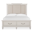 Magnussen Home Willowbrook Egg Shell White Queen Panel Upholstered Storage Bed