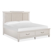 Magnussen Home Willowbrook Egg Shell White King Panel Upholstered Storage Bed