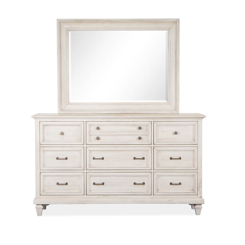 Magnussen Home Newport Alabaster Drawer Dresser With Landscape Mirror