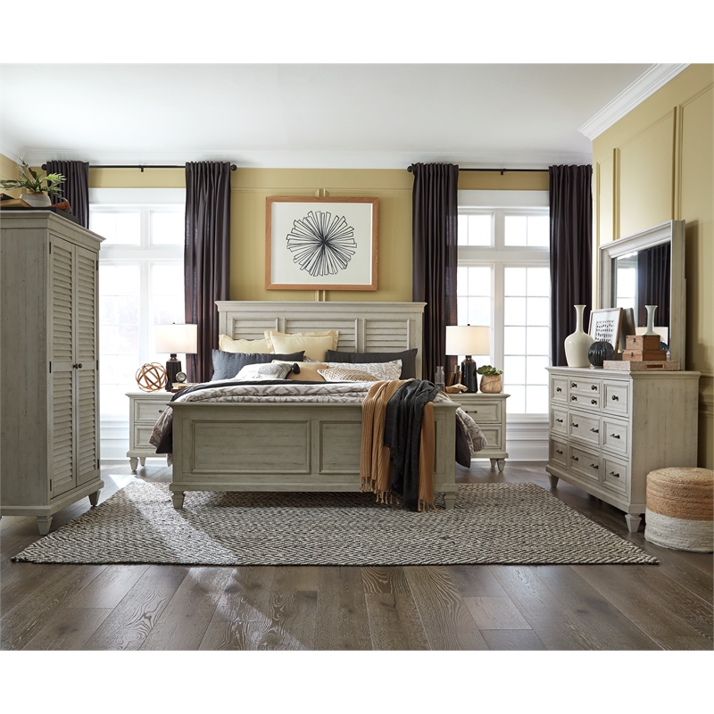 Magnussen Home Newport Alabaster Drawer Dresser With Landscape Mirror