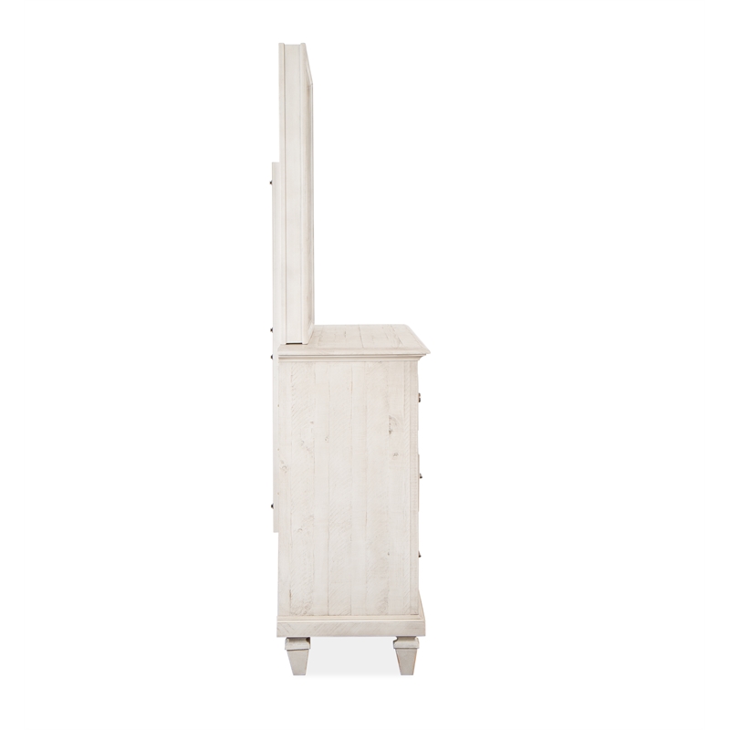 Magnussen Home Newport Alabaster Drawer Dresser With Landscape Mirror